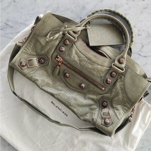 BNWT Balenciaga Giant 21 City Bag – Rare Vert D'eau w/ Rose Gold Hardware
